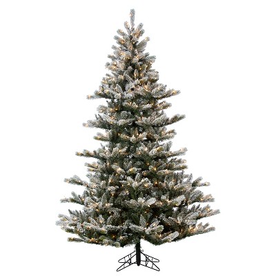 Sterling 7.5-Foot Natural Cut Flocked Layered Northwood Fir with 650 Warm White Incandescent Lights