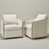 KINWELL 31"W Oak Frame Upholstered Swivel Barrel Armchair, Set of 2 - 2 of 4