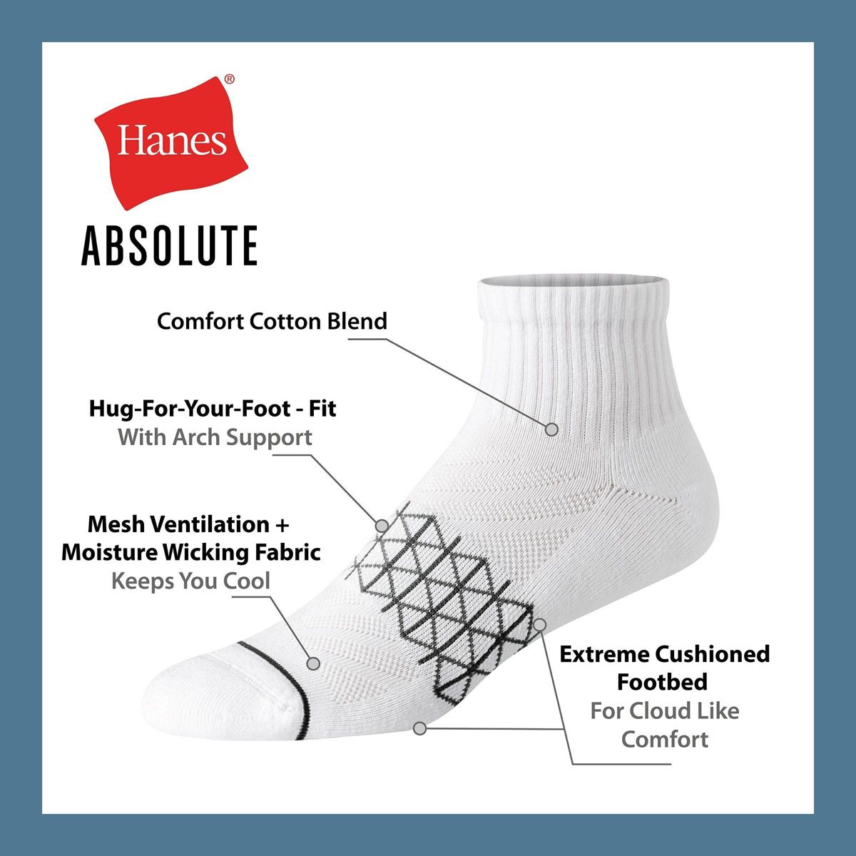 Hanes Men's 3pk Absolute Active Cushioned Ankle Socks - 6-12 - thumbnail 6