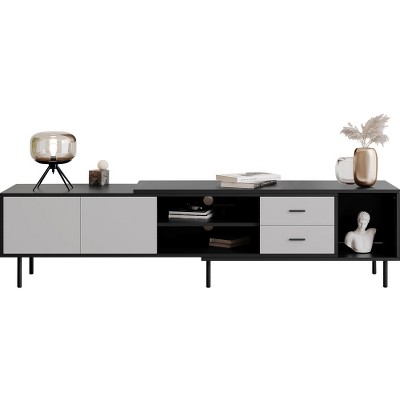 LIVAREEmlen Modern TV Stand for 80'' TV with 2 Doors, Media Console Table, Entertainment Center with Large Storage Cabinet for Living Room, Bedroom