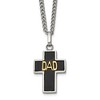 Chisel Stainless Steel with 14K Gold Accent DAD with Black Enamel Cross Pendant on a 24" Curb Chain Necklace - 2 of 4