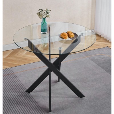 Cross Leg Modern Dining Table, with Round or Square Table Top, Pedestal Dining Table, End Table Leisure Coffee Table
