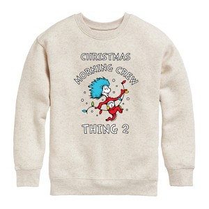 Boys' - The Cat in the Hat - Christmas Morning Crew Thing 2 Graphic Long Sleeve Fleece Sweatshirt - 1 of 4