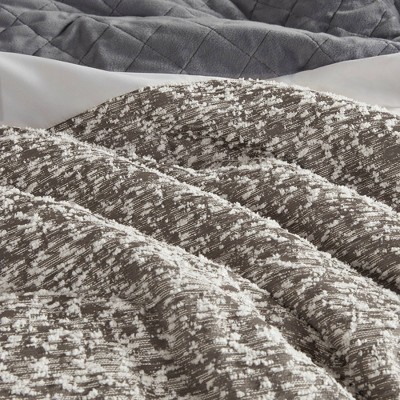Gray King Microfiber Jacquard 7-Piece Bedspread Set