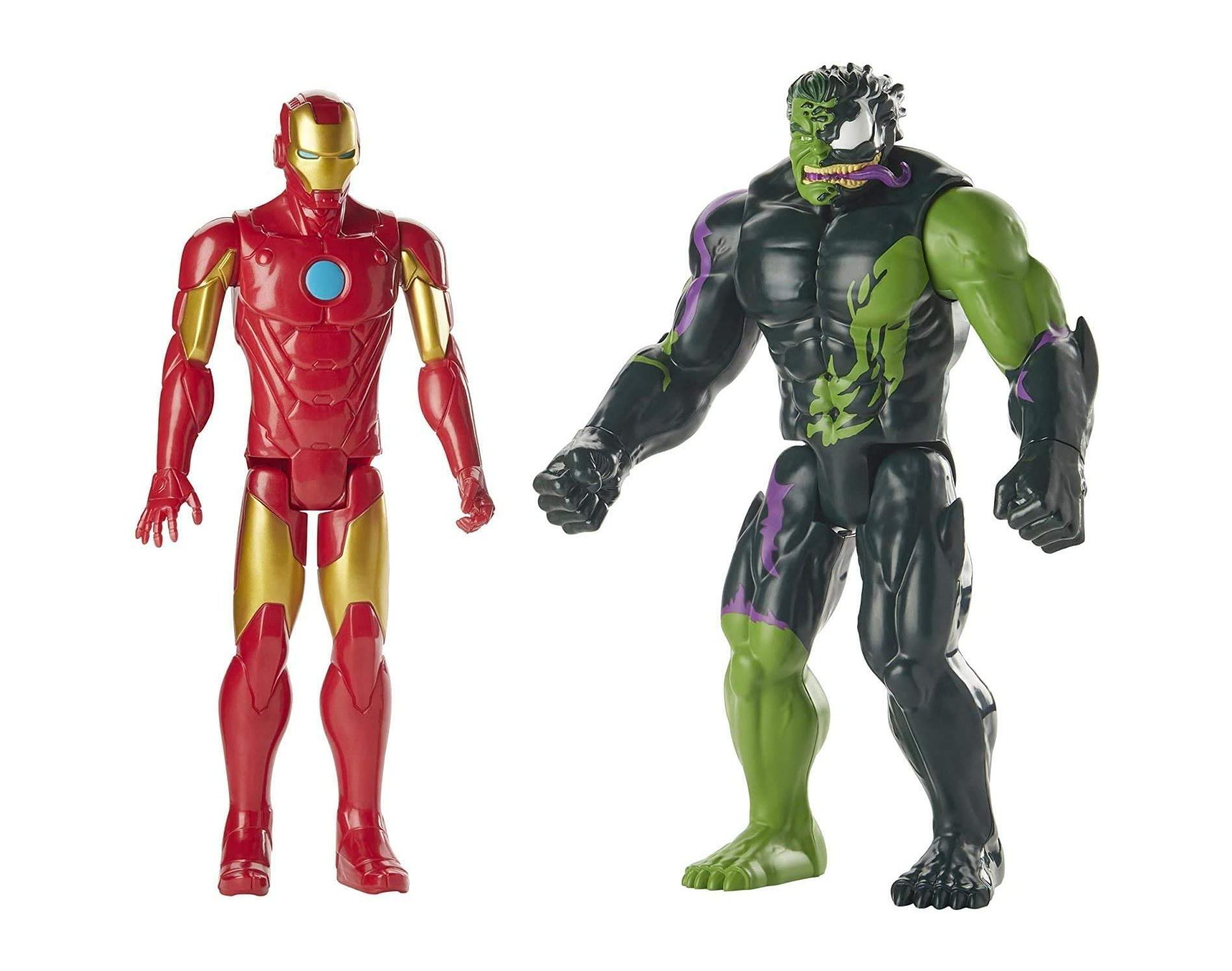 Marvel Titan Hero 12-inch Spider-Man Maximum Venom Series 2-Pack Iron Man vs Venomized Hulk