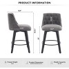 25" Swivel Bar Stools Set of 2,Modern Linen Upholstered Counter Height with Button Tufted Back for Kitchen Island-Baofuwish - 4 of 4