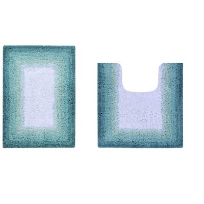 Torrent Collection 2 Piece 100% Soft Cotton Tufted Weave Bath Rug Set, Ombre Pattern, Super Soft & Absorbent, Machine Washable Bathroom Mats