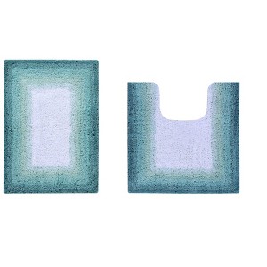 Torrent Collection 2 Piece 100% Soft Cotton Tufted Weave Bath Rug Set, Ombre Pattern, Super Soft & Absorbent, Machine Washable Bathroom Mats - 1 of 4