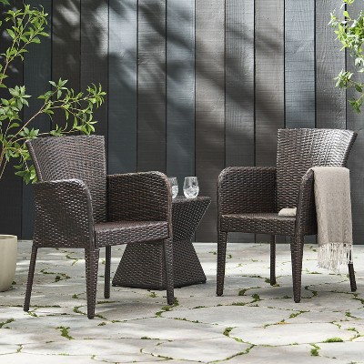 NicBex Patio Dining Chairs Set of 2,PE Wicker Outdoor Chairs,Kitchen Chairs for Dining Room,Patio,Brown