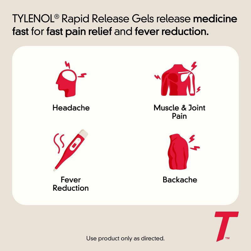 Tylenol Extra Strength Pain Reliever & Fever Reducer Rapid Release Gelcaps - Acetaminophen, 6 of 13