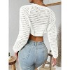 Womens Bolero Cropped Crochet Shrug Sweater Knit Cardigans with Lantern Sleeve Drop Shoulder Knit Bolero Sweater - 2 of 4