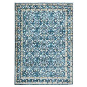 Coolmee Washable Rug for Hallway Kitchen Non Slip  for Bathroom Laundry Room Entryway Bedroom Soft Boho Floral Carpet Low Pile ThinBlue - 1 of 4