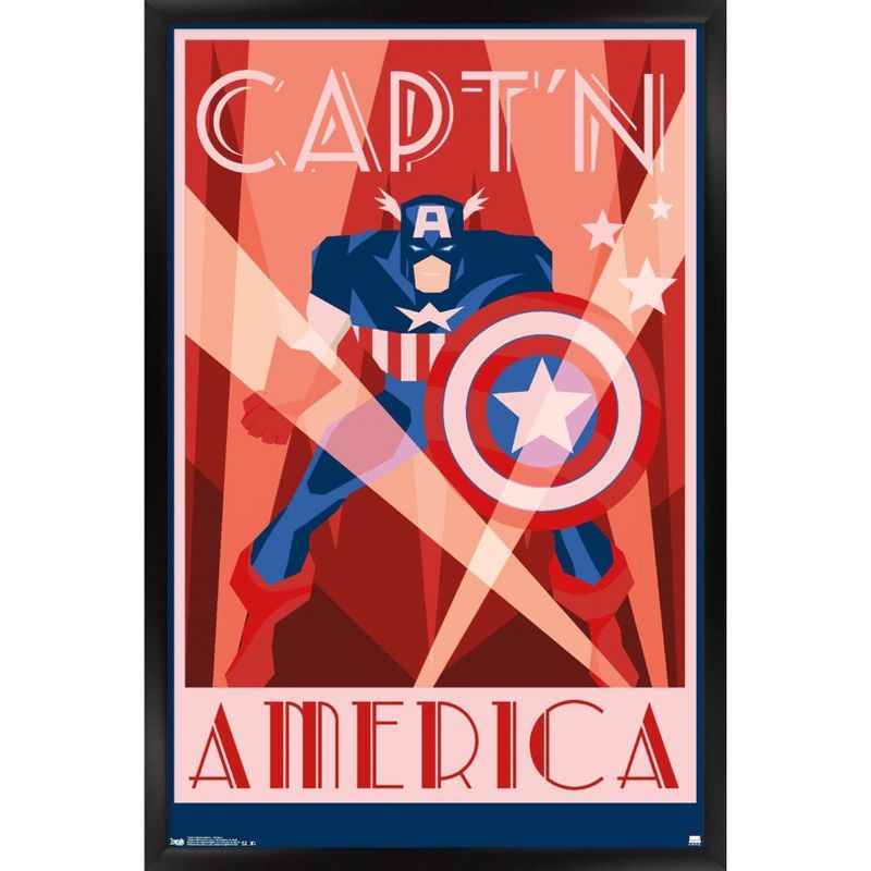 Trends International Marvel Comics - Captain America - Art Deco Framed Wall Poster Prints, 1 of 7