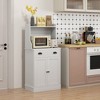 Aghana Digitals White Microwave Storage Cabinet with Open Counter, Drawer, Adjustable Shelves & - 2 of 4