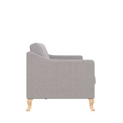 Light Gray Tufted Linen Fabric Sofa with Sloped Arms