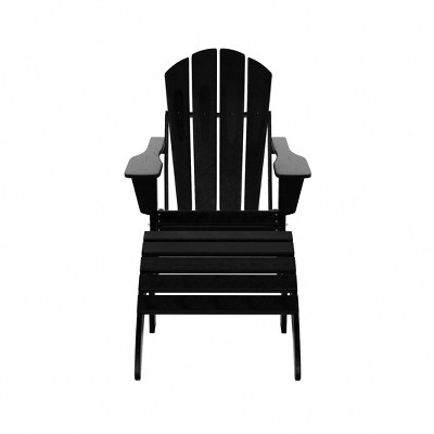 WestinTrends Malibu HDPE Outdoor Patio Folding Poly Adirondack Chair with Ottoman (2-Piece Set)