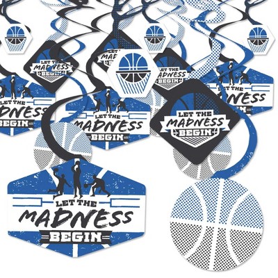 Big Dot of Happiness Blue Basketball - Let The Madness Begin - College Basketball Party Hanging Decor - Party Decoration Swirls - Set of 40