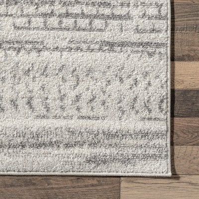 Nova Bohemian Gray Striped Synthetic 4' x 6' Area Rug