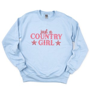 Just A Country Girl Stars Glitter/Puff Print -  Womens Graphic Sweatshirt - 1 of 4