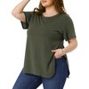 Agnes Orinda Women's Plus Size Side Split Hem Round Neck Short Sleeve Summer Casual T-Shirts - 2 of 4