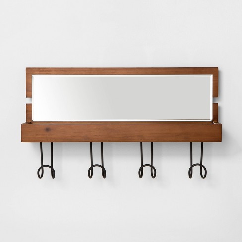 Entryway Wood Hook Rail With Shelf And, Entryway Wall Mirror With Hooks