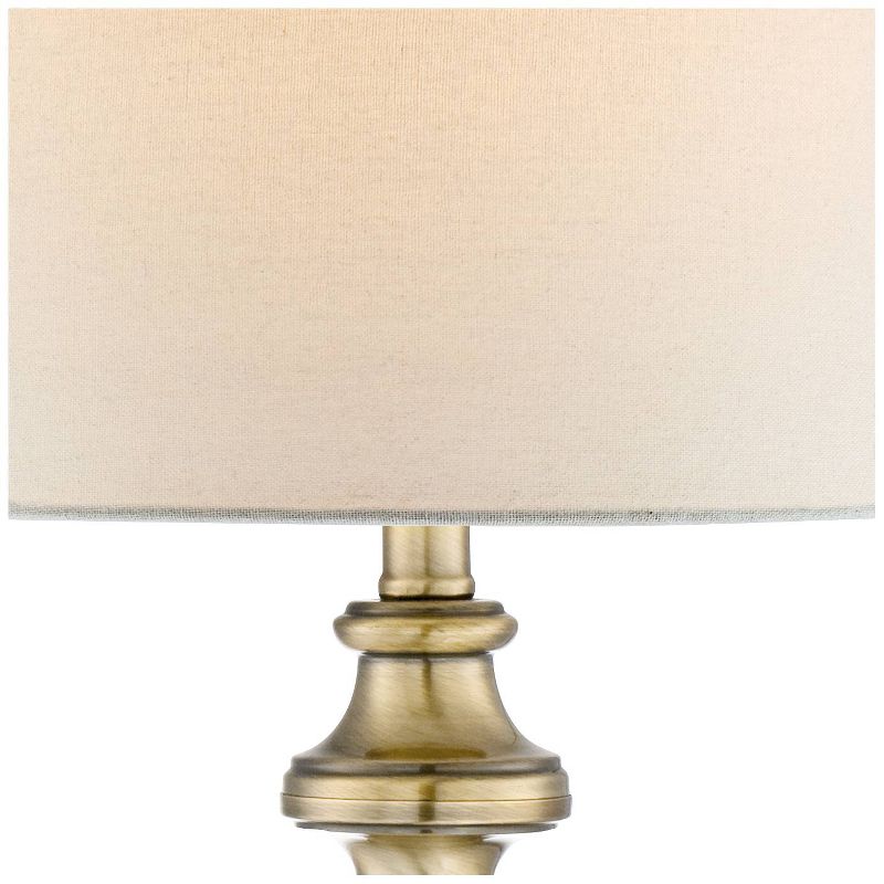 Regency Hill Traditional Table Lamp 26" High Antique Brass Candlestick White Fabric Drum Shade for Living Room Family Bedroom Bedside, 3 of 10