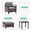 Sonkuki 5 Pieces PE Rattan Patio Chairs & Side Table, Patio Furniture with Cushion, Ottomans for Lawn, Sand - 3 of 4