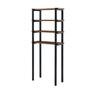 Pomona Black and Wood Over-the-Toilet 4-Shelf Storage