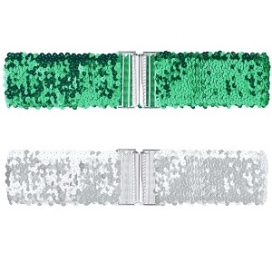 Allegra K Women's Halloween Wide Waist Belts Interlock Buckles Sequins Decor Stretchy Belts 2Pcs - 1 of 4
