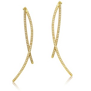 Guili 14K Gold Plated Cubic Zirconia Drop Earrings with Sparkling Stones and Sleek Modern Design, Perfect for Elegant Jewelry Lovers - 1 of 3