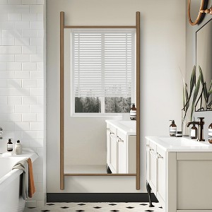 MAYEERTY Full-Length Mirror Solid Wood Ladder Rectangle Walnut 63x24x1in No Stand - 1 of 4