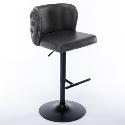 Ridstar Set of 2 Modern Swivel Bar Stool with Adjustable Seat Height For Home Pub & Kitchen Islands-Gray