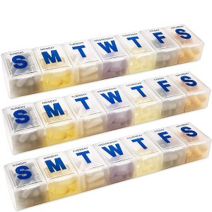 Weekly Pill Organizer - 7-Day Pill Planner Extra Large - Medicine Reminder, Monday to Sunday Compartments - BPA Free - Travel Pill Box Case (3 Pack) - 1 of 4