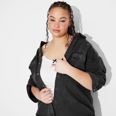 Women's Long Sleeve Oversized Denim Western Shirt - Wild Fable™