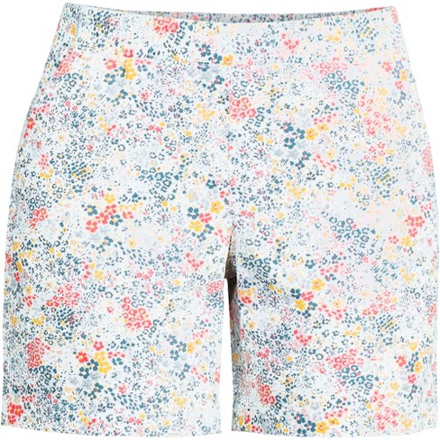 Lands' End Women's Pull On 7 Chino Shorts - 10 - White/muted Blue Ditsy  Floral : Target