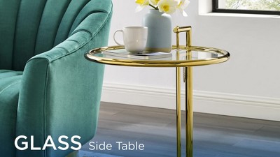 Eileen Gray Adjustable Chrome and Glass Round Side Table