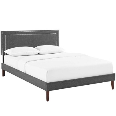Modway Virginia Queen Fabric Platform Bed with Squared Tapered Legs - Gray