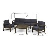 GDFStudio Abena Outdoor Acacia Wood 6 Seater Sofa and Club Chair Set with Cushions - 3 of 4