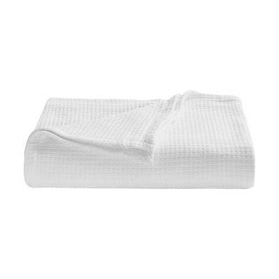 Coastal Knit King-Sized White Cotton Blanket - Reversible & Machine Washable