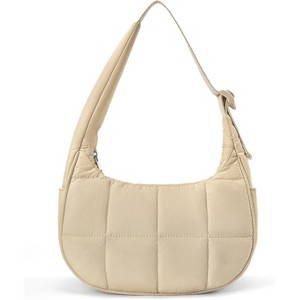 Crescent Shoulder Bag for Women, Nylon Quilted Shoulder Purses, Puffy Handbags with Adjustable Strap - 1 of 4