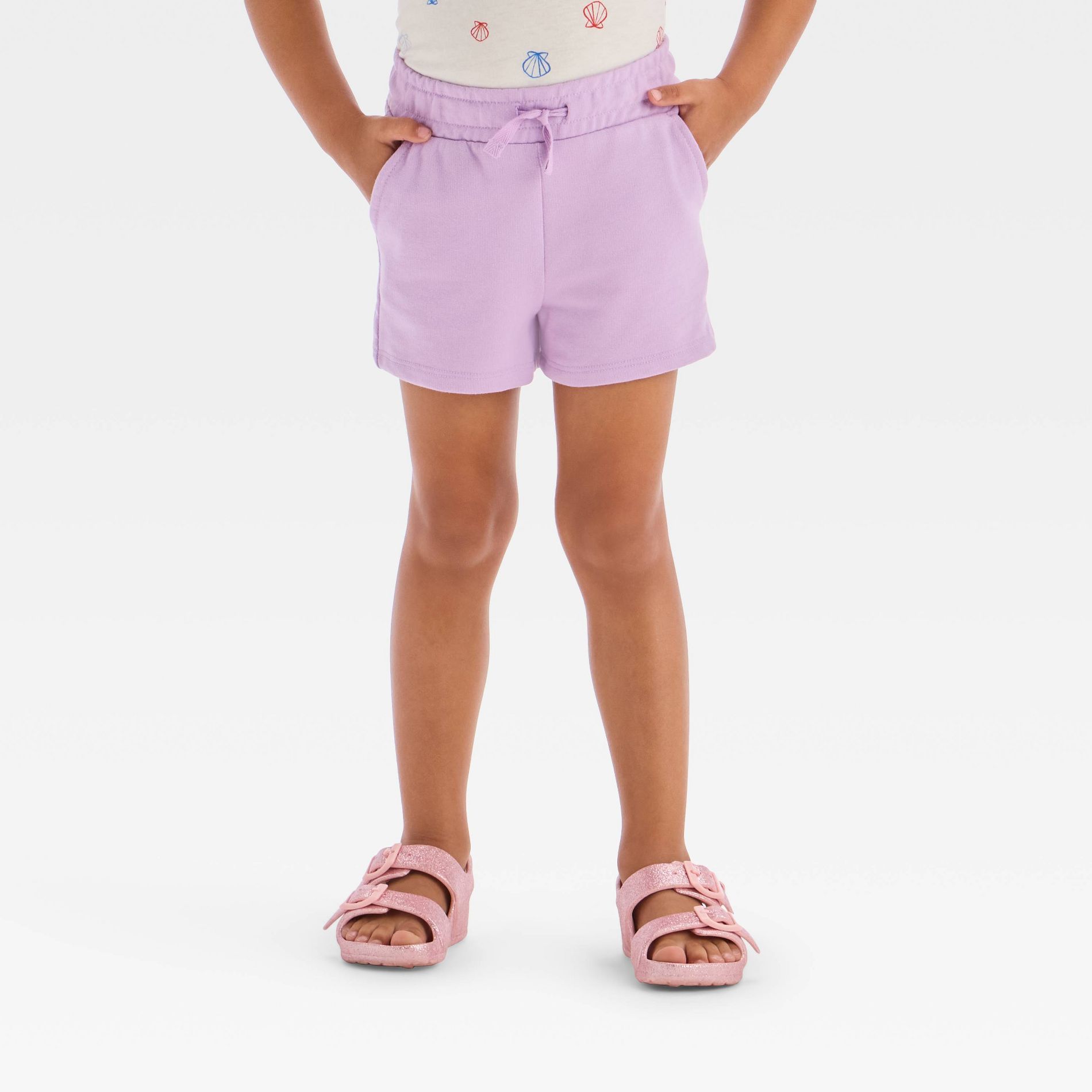 Toddler Girls' Knit Shorts - Cat & Jack™ Lilac Purple 3T: Elastic Waist, French Terry