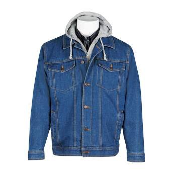 Collections Etc Mens Fleece Lined Insulated Blue Denim Jacket with Hood