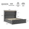 Platform Bed Frame, Velvet Upholstered Bed with Deep Button Tufted & Wingback Headboard - 2 of 4