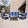 6 Piece Rattan Wicker Patio Conversation Set with Swivel Chairs, Patio Furniture Set with Patio Couch Swivel Chair Coffee Table Ottoman - 2 of 4