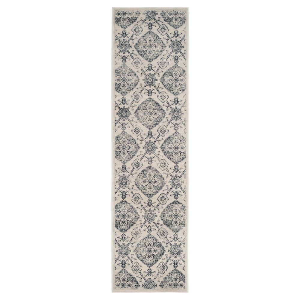 2'3inx8' Corina Damask Loomed Accent Rug Cream/Light Gray - Safavieh