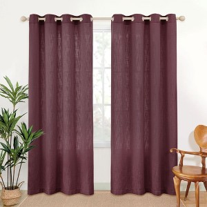 Awesome Home  Linen Blend Privacy and Light Filtering Texture Grommet Pair(2 Panels) - 1 of 4