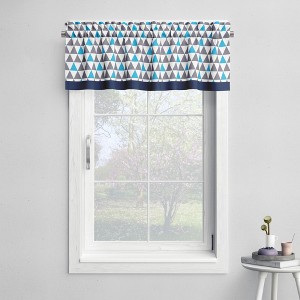 Bacati - Rod Pocket Window Valance Woodlands Animals Aqua/Navy/Grey - 1 of 4
