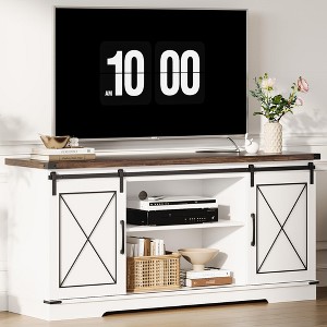 Farmhouse TV Stand for TVs Up to 65",Modern TV Console Table with Sliding Barn Doors,Storage Cabinets & Adjustable Shelf,for Living Room,Bedroom - 1 of 4