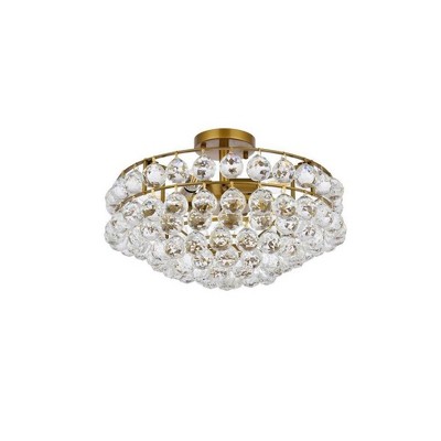 Savannah 18'' Brass and Crystal 5-Light Flush Mount