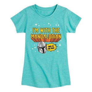 Girls' - The Mandalorian - Im With Mando Fitted Short Sleeve Graphic T-Shirt - 1 of 4
